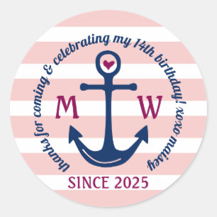 Sticker Rond Logo de l'Ancre Merci rose du coeur