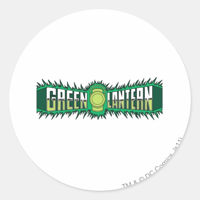 Sticker Rond Logo de lanterne verte - Flammes vertes (Devant)