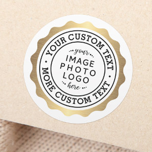 Sticker Rond Logo de l'entreprise bordure ondulée faux collier 
