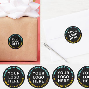 Sticker Rond Logo de l'entreprise   Merci de marque noire