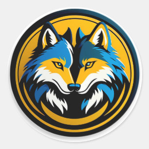 Sticker Rond Logo de loup gras Emblème de cercle