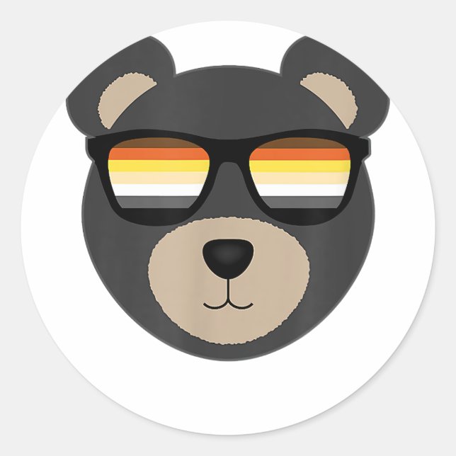Sticker Rond Logo de lunettes de soleil de l'ours gay (Devant)