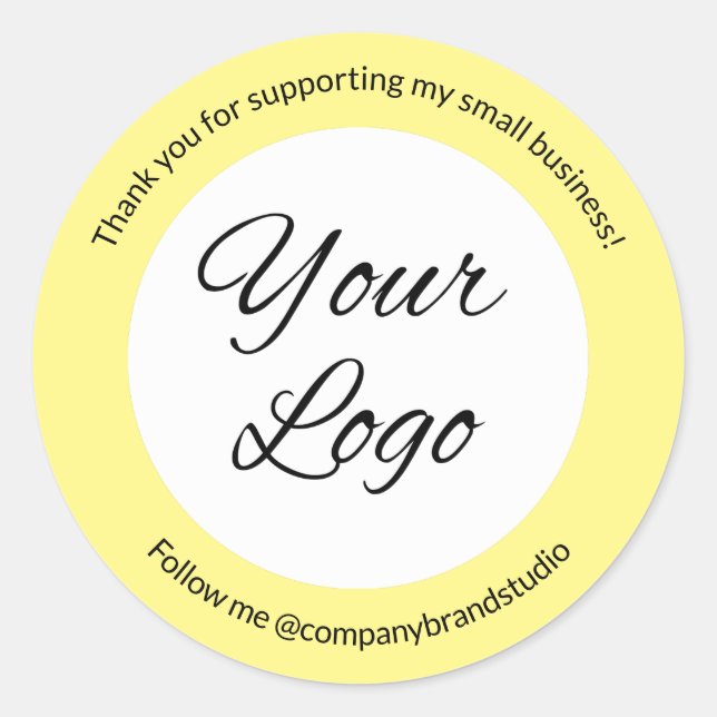 Sticker Rond Logo de Merci de l'entreprise jaune personnalisé (Devant)