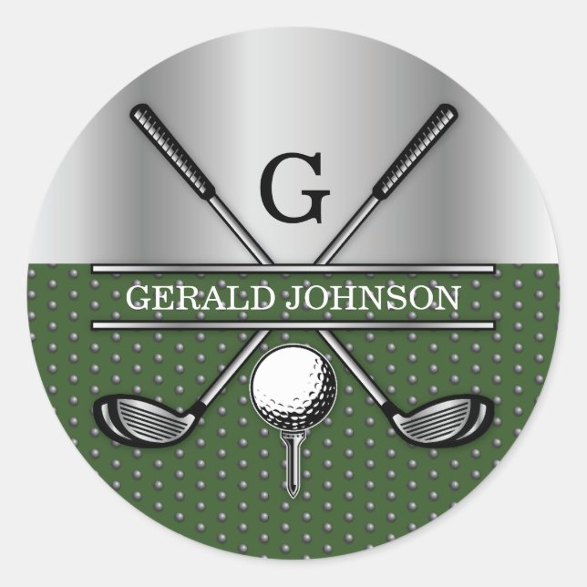 Sticker Rond Logo de Monogramme de Golf Elégant Personnalisé (Devant)