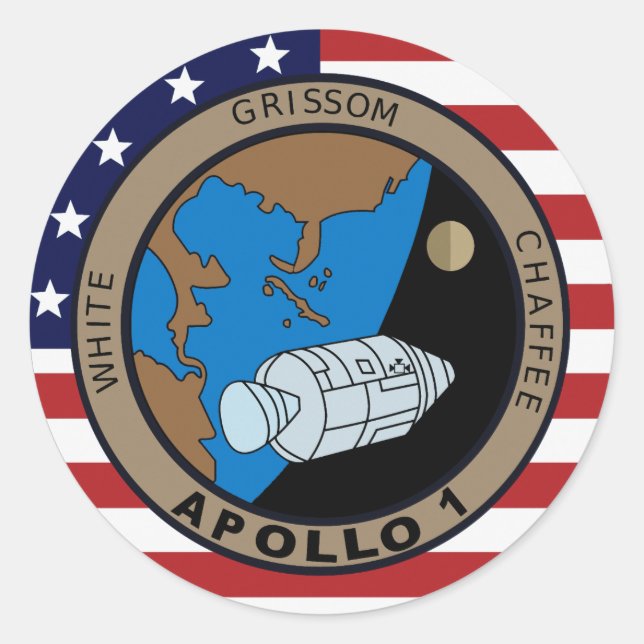 Sticker Rond Logo de patchs de mission Apollo 1 (Devant)