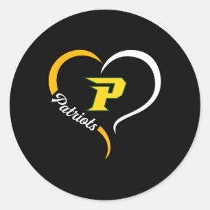 Sticker Rond Logo de Patriotes de Pinecrest Slogan demi-coeur