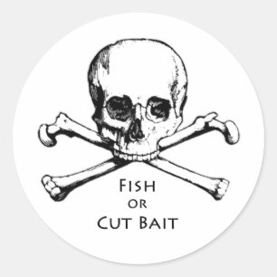 Sticker Rond Logo de pirate de jolly roger de "poissons ou