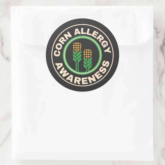 Sticker Rond Logo de sensibilisation aux allergies au maïs (Sac)