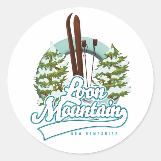 Sticker Rond Logo de ski Loon Mountain New Hampshire (Devant)