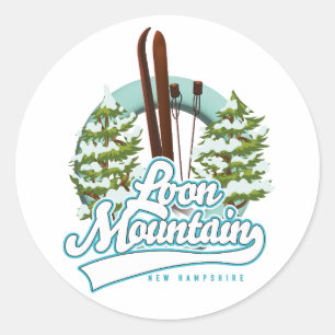 Sticker Rond Logo de ski Loon Mountain New Hampshire