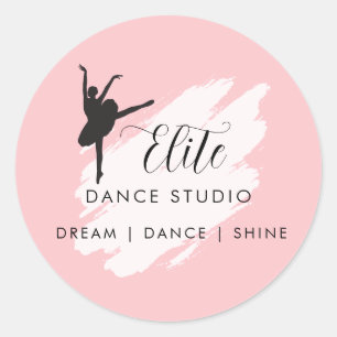 Sticker Rond Logo de studio de danse personnalisé Rose Ballet