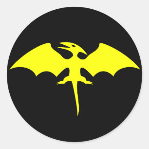 Sticker Rond Logo de super héros de dinosaure de ptérodactyle