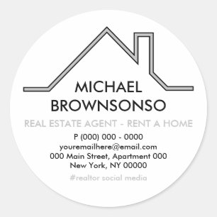 Sticker Rond Logo de toiture de maison Agent immobilier Entrepr