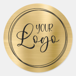Sticker Rond Logo de votre entreprise en or clair ici