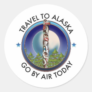 Sticker Rond logo de voyage de l'Alaska