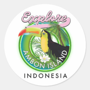 Sticker Rond Logo de voyage de l'île d'Ambon Indonésie