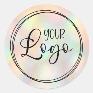 Sticker Rond Logo dégradé holographique pêche pastel