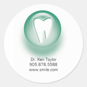 Sticker Rond Logo dentiste / dentiste Stico pour dents vert