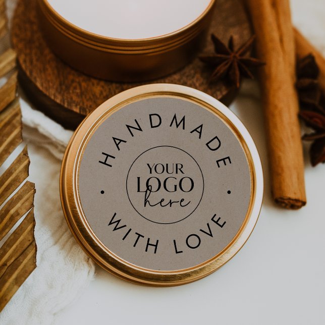 Sticker Rond Logo D'Entreprise Chic Faux Kraft Fait À La Main A (Créateur téléchargé)