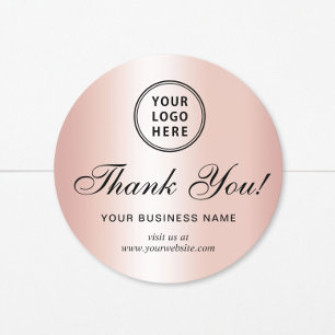 Sticker Rond Logo d'entreprise Écriture Élégante Rose Gold Merc