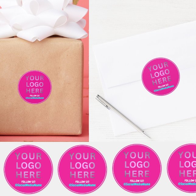 Sticker Rond Logo d'entreprise et médias sociaux | Créer rose (pink round stickers)