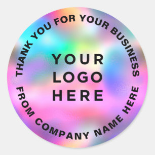 Sticker Rond Logo d'entreprise Holographique Cute Rose Girl Mer