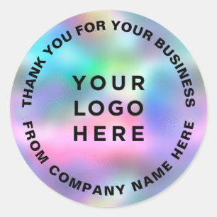 Sticker Rond Logo d'entreprise Holographique Merci