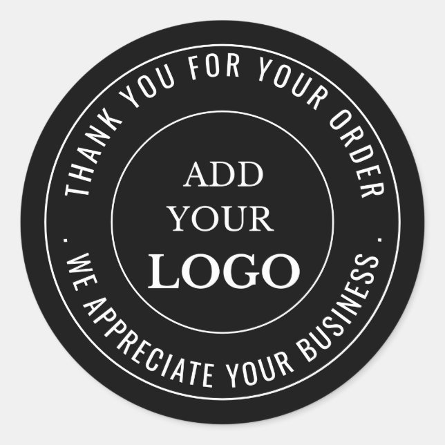 Sticker Rond Logo d'entreprise Merci de marque Noir (Devant)