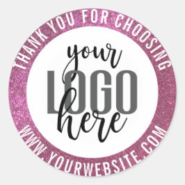 Sticker Rond Logo d'entreprise Merci Parties scintillant rose