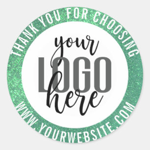 Sticker Rond Logo d'entreprise Merci Parties scintillant verte