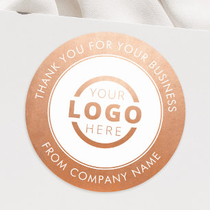 Sticker Rond Logo d'entreprise Merci promotionnel Rose or