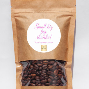 Sticker Rond Logo d'entreprise Merci rose blanc