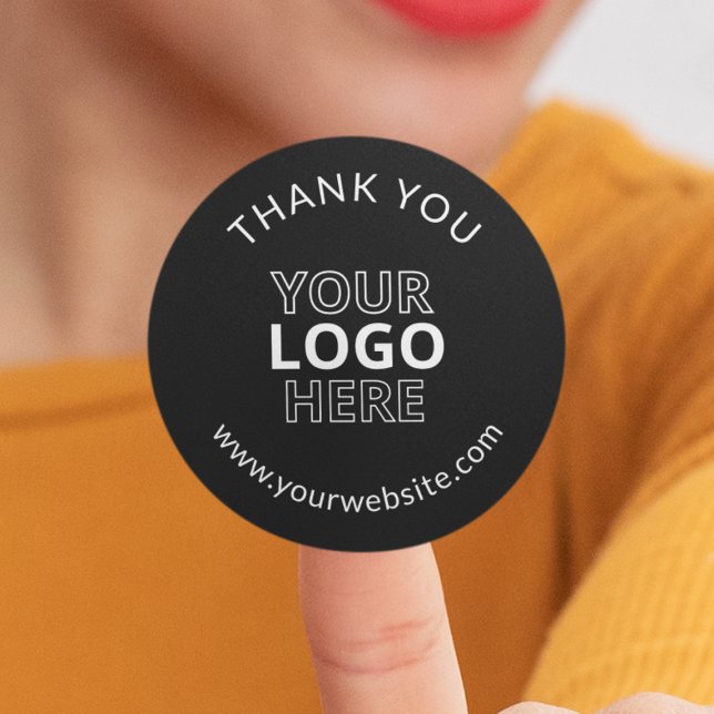 Sticker Rond Logo d'entreprise moderne en Merci noir (Modern Black Thank You Business Logo Classic Round Sticker
)