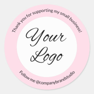 Sticker Rond Logo d'entreprise moderne en Merci rose clair