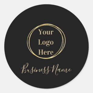 Sticker Rond Logo d'entreprise Moderne minimaliste Noir Or