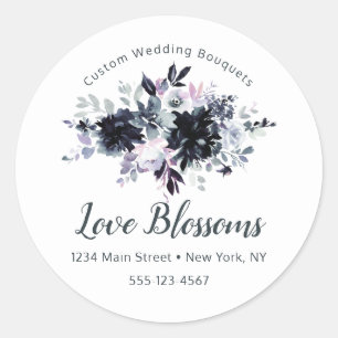 Sticker Rond Logo d'entreprise Nocturnal Floral Custom Text