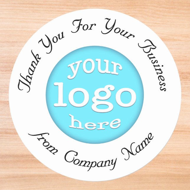 Sticker Rond Logo d'entreprise personnalisé Merci élégant (Custom Company Business Logo Elegant Thank You Classic Round Sticker)