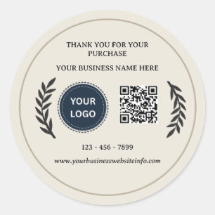 Sticker Rond Logo d'entreprise personnalisé minimaliste et code