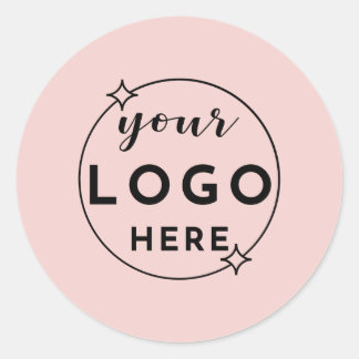 Sticker Rond Logo d'entreprise personnalisé minimaliste Rose Pâ