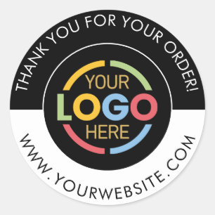 Sticker Rond Logo d'entreprise personnalisé rond noir et blanc 