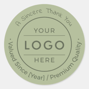 Sticker Rond Logo d'entreprise personnalisé vert sauge moderne