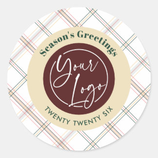 Sticker Rond Logo d'entreprise Plaid Neutre Noël Société