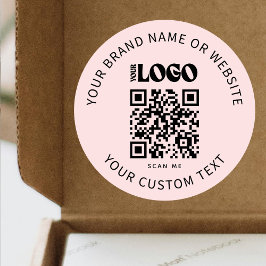 Sticker Rond Logo d'entreprise promotionnel Entreprise rose QR 