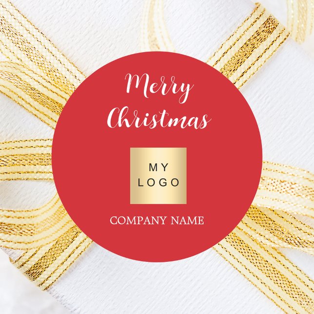 Sticker Rond logo d'entreprise rouge Noël (Créateur téléchargé)
