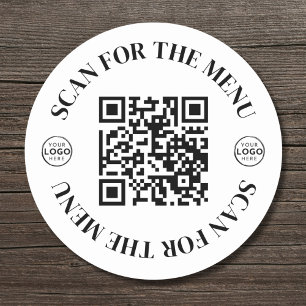 Sticker Rond Logo d'entreprise Scannez Menu Code QR
