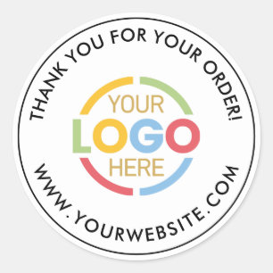 Sticker Rond Logo d'entreprise simple noir blanc personnalisé p
