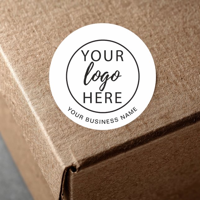 Sticker Rond Logo d'entreprise simple personnalisé (Simple Business Logo Custom Classic Round Sticker)