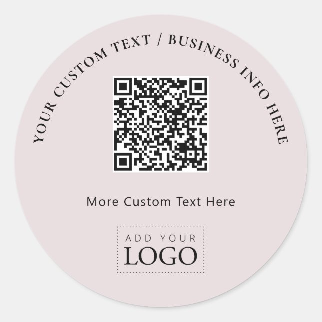 Sticker Rond Logo d'entreprise simple rose QR Code promotionnel (Devant)