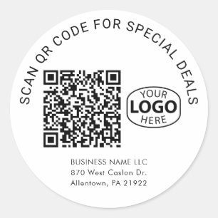 Sticker Rond Logo d'entreprise simple Typographie de code QR pe