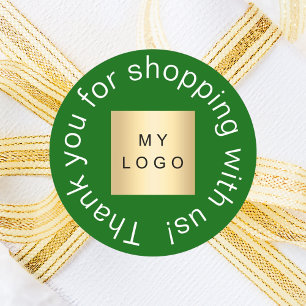 Sticker Rond Logo d'entreprise vert merci pour votre shopping
